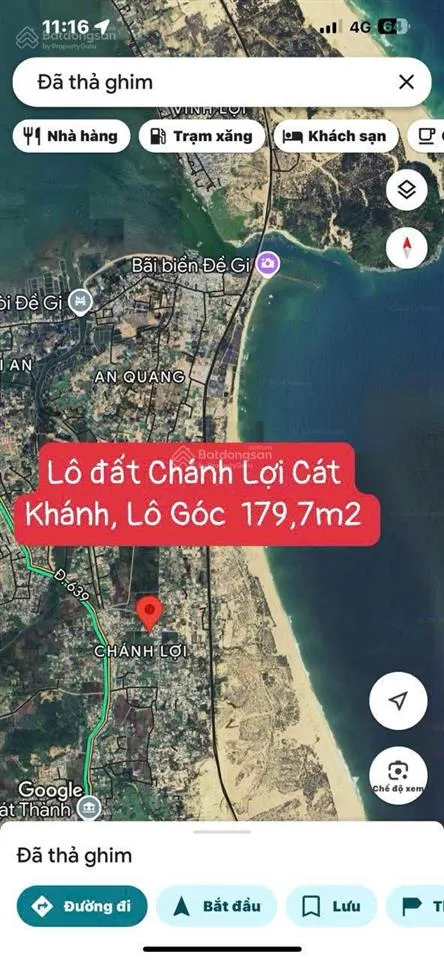 Bán đất biển ở chánh lợi , cát khánh, diện tích 180m2, view đẹp, ngang 8m