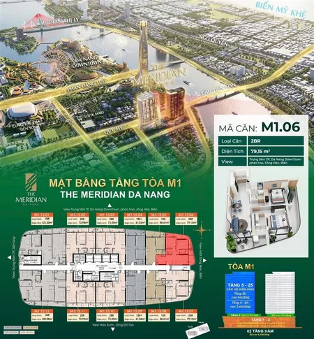 Căn hộ view pháo hoa , view sông , view biển meridian cạnh lotte và siêu đô thị sun group