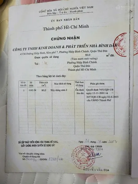 Bán nhà 5x16 khu dân cư bình dân phường hiệp bình chánh thủ đức.
