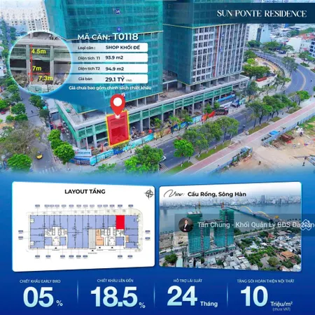 Khối đế ponte 2 tầng chuyên kinh doanh đặt thương hiệu diện tích 190m2 giá 22.2 tỷ