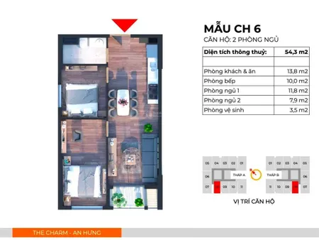 Bán căn hộ the charm an hưng, 5,3 tỷ, 54m2, tiện ích đầy đủ, giá tốt tại hà đông, hà nội