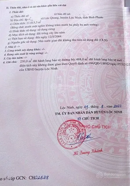 Bán đất đường nhựa tại ấp việt quang, lộc quang, lộc ninh, bình phước, 6,5 tỷ, 11013 m2