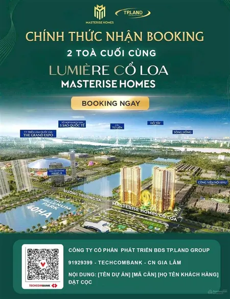 Chính thức nhận booking chỉ từ 50 tr dự án masteri cổ loa