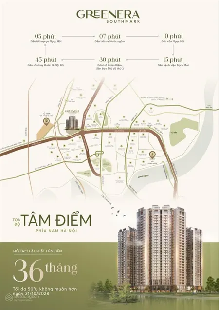 Bán căn hộ 2 phòng ngủ sân vườn greenera southmark ngọc hồi