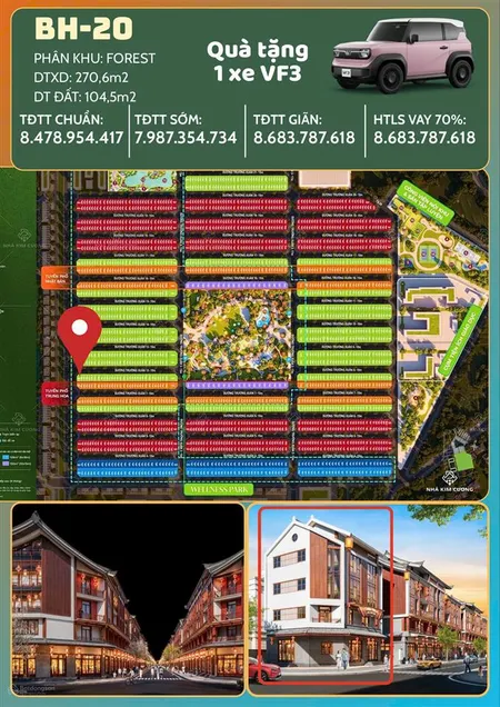 Căn góc 2 mặt đường 3/2 vinhomes green city. tuyến trung hoa, 104.5m2 xd 270m2. ck 21%, tặng xe vf3