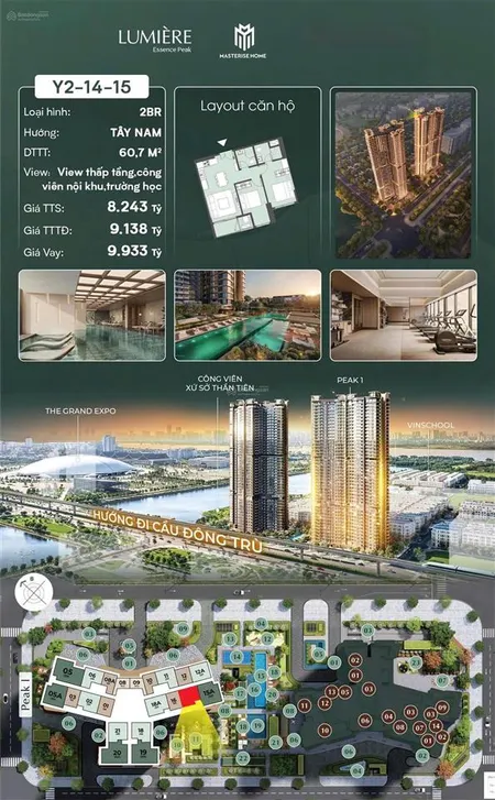 Độc quyền căn hộ 2pn view thành phố tại dự án lumiere essence park
