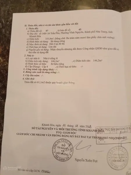 Bán lô đất mặt tiền đường biển trần phú nha trang