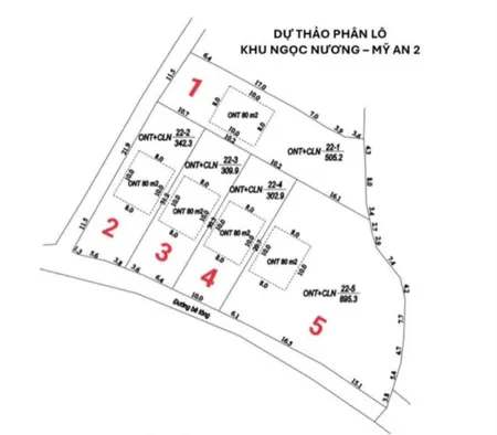 Bán đất mỹ an, lục ngạn, bắc giang 400m thổ cư tách sẵn 5 sổ, tổng 2355 m2 chào 2,36 tr/ m2