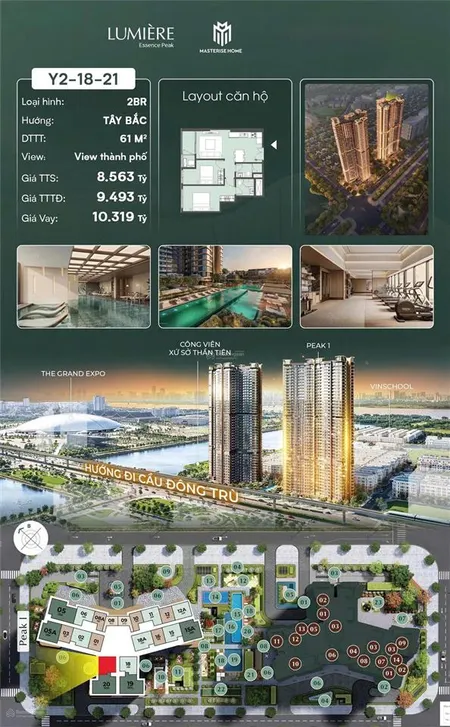 Độc quyền căn hộ 2pn view thành phố tại dự án lumiere essence park