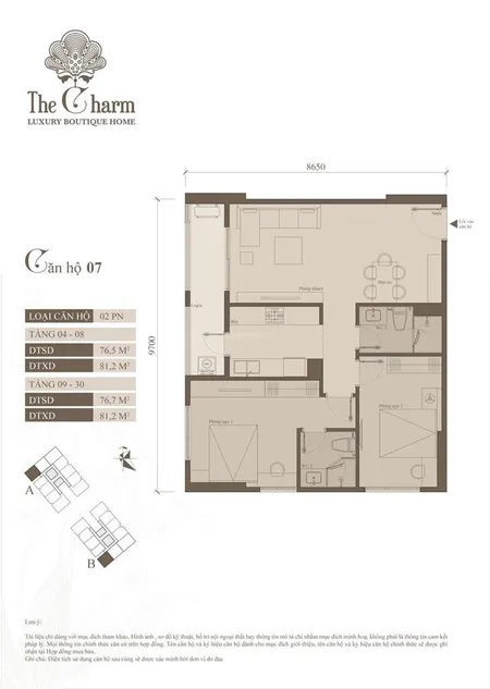 Cần bán trước tết căn góc 2pn (76m2) đông nam dự án the charm an hưng sắp nhận nhà