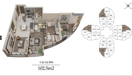 Căn hộ 3n đông nam 91tr/m2 đẹp nhất dự án the queen