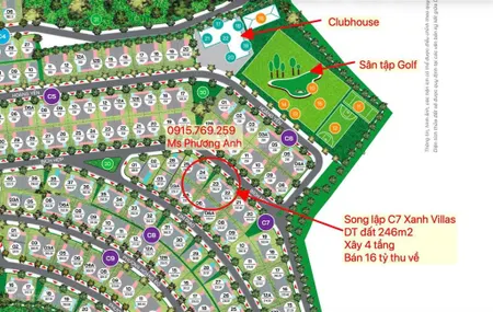 Bán song lập 246m2 gần sân golf giá 16 tỷ. sắp bàn giao sổ đỏ. sẵn nhà về ở ngay, xây 4 tầng