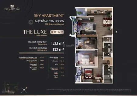 Chính chủ bán chuyển nhượng căn 3pn giá siêu rẻ 15tỷxxx dự án matrix one gđ 2 trục 17 tòa luxe