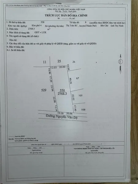 Bán đất tại đường nguyễn văn độ, thị trấn bến cầu, bến cầu, bến cầu, tây ninh, 23,301 tỷ, 4422.9 m2