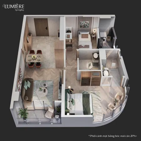 Chính chủ cần bán lumiere springbay căn góc 2 phòng ngủ + kính cong tầng trung view biển hồ hoa hậu