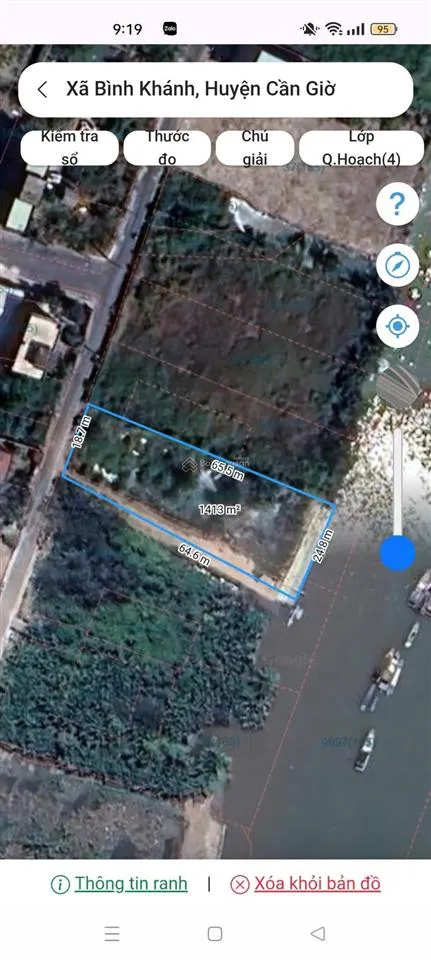 Bán đất view sông đường ôtô 1400m2 có 700m2 thổ cư, xã bình khánh