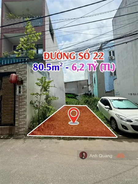Bán đất đường số 22, linh đông, ngay vành đai 2 hẻm ô tô, dt 80.5m 5.5 tỷ