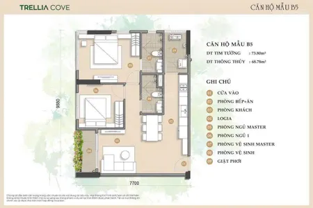 Bảng giá trellia cove cđt căn 60m2 giá 4.2 tỷ,chiết khấu 11%