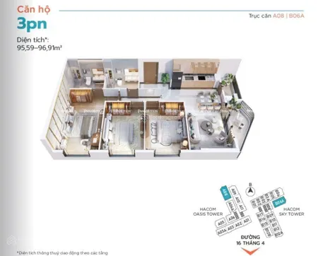 Hacom tower căn góc 96m2 đẹp nhất full nội thất 4 sao ngay quảng trường 16/4. 0937 048 ***