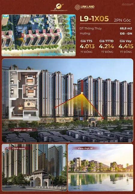 Căn góc 2pn độc quyền hot nhất tòa l9 dự án sunshine legend city giá chỉ từ 5xtr/m2