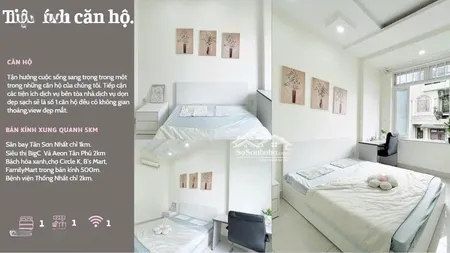 Phòng đẹp 45m² Full Nội Thất.full Dịch Vụ Tiện ích. Gần Sân Bay Tân Bình