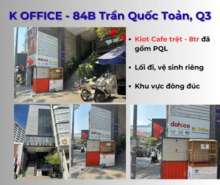 Chính chủ mb kiot cafe toà nhà vp chỉ 8tr phí quản lý 1tr trần quốc toản q3