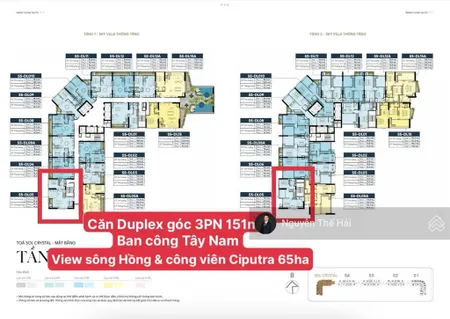 Căn góc duplex 3pn 151m2 giá 28.6 tỷ, view sông & công viên ciputra 65ha, toà noble crystal tây hồ