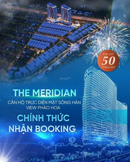 Bán gấp căn 2 ngủ meridian ngay cạnh danang downtown, view bao trọn sông hàn, ngắm pháo hoa quốc tế