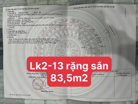 83.5m2, đất đg rặng sắn, dân hoà, thanh oai, giá chỉ (6xtr/m) diện tích 83.5m, mặt tiền 5m