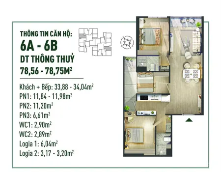 Bán cc the fibonan ecopark, 5,3 tỷ, 79m2, 3n2wc giá tốt nhất tại ecopark