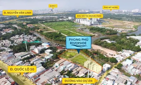 Bán đất đường quốc lộ 50 gần ngã tư nguyễn văn linh, xã phong phú, bình chánh