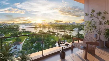 Bán căn studio onsen 2charmora view trực diện sông và view pháo hoa tầng trung thoáng mát.