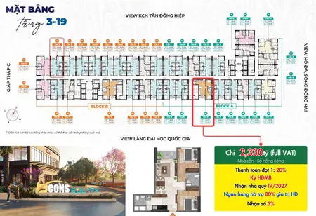 Bán căn hộ bcons solary 63m2 2,33 tỷ. 2pn2wc view đông nam thoáng mát, giá cực chất. ngay
