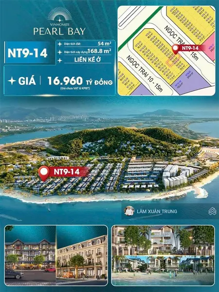 Bán liền kề vinhomes pearl bay 54m2 đông bắc 16,96 tỷ