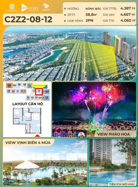 Bán căn 2pn ký mới cđt tòa v2 era landmark tầng trung view bắn pháo hoa vốn tự có 1.1 tỷ