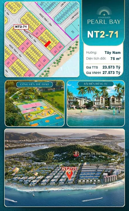Căn liền kề khu ngọc trai trục đường 15m vài bước chân ra biển vinhomes pearl bay nha