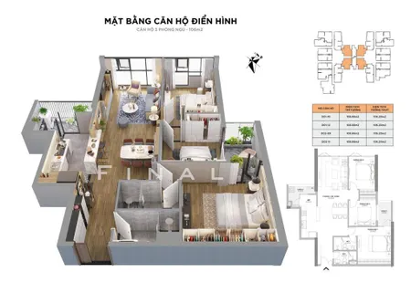 Chính chủ bán căn 3 ngủ 107m2 tòa brg 25 lê văn lương. full đồ. ban công đông nam. slot oto