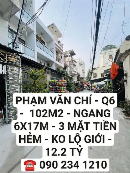 Nhà 102m2 ngang 6x17m phạm văn chí q6 đầy đủ nội thất chỉ 12.2 tỷ hơn