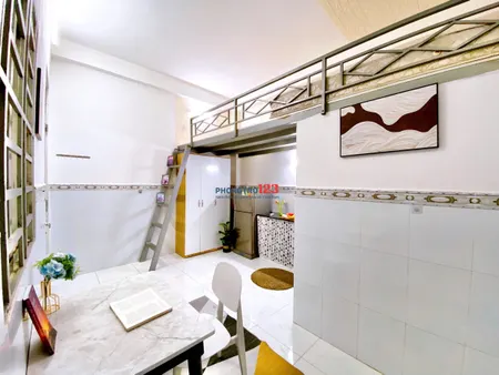 CĂN HỘ GÁC LỬNG 40m2 CÓ CỬA SỔ FULL NỘI THẤT NGAY TÂN BÌNH GẦN K300