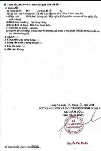Bán đất tại mỹ lạc, thủ thừa, long an. có sẵ nhà cấp 4, gần nhiều kcn. 0909 501 *** anh trung