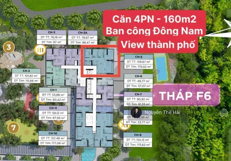 Căn góc 4pn diện tích 160m2 toà f6, giá 25,3 tỷ, ban công đông nam view đẹp, sun feliza cầu giấy