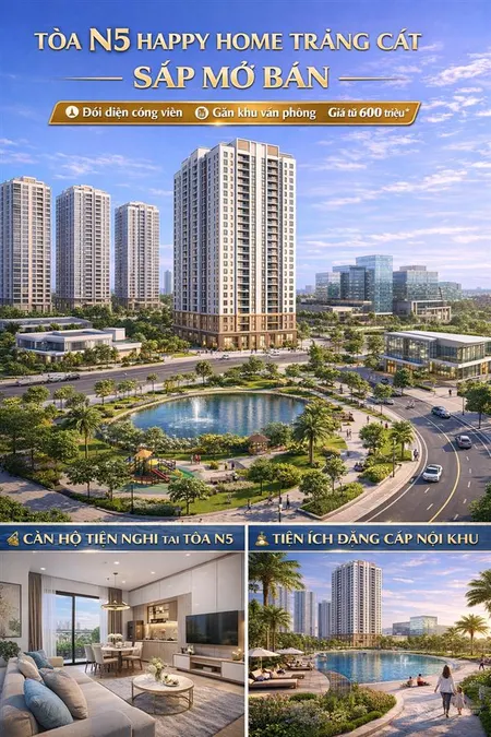 N5 happy home tràng cát tòa trung tâm đẹp nhất dự án nhận đăng ký sớm