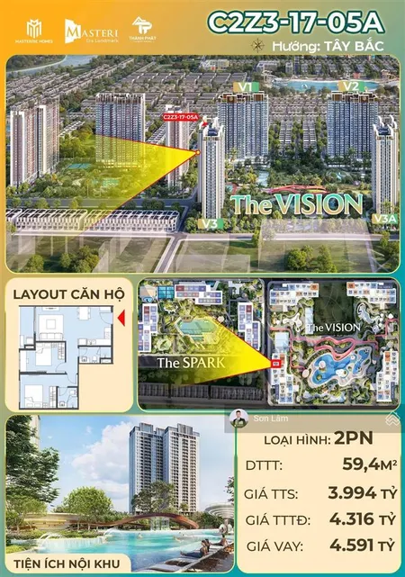 Quỹ căn 2pn tháng 2/2026 giá tốt tòa v3 era landmark tầng trung vốn tự có 1.1 tỷ