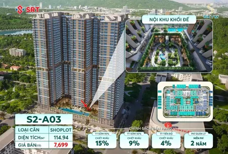 Cầm 7,699 tỷ sở hữu ngay shoplot khối đế diện tích 114,94 m2 ( 2 tầng) giá siêu hời bao đẹp