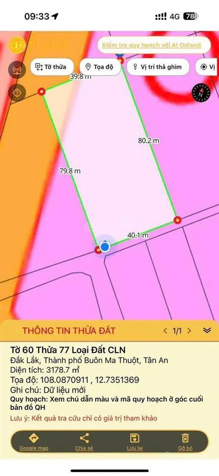 Bán 3,2 sào đất phường tân an sau lưng khu công nghiệp tân an giá 4,5 tỷ quỳnh anh
