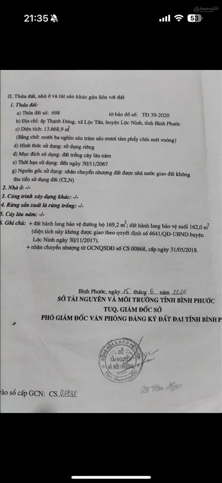 Bán đất siêu hot tại xã lộc tấn, lộc ninh, bình phước, 11,5 tỷ, 13600 m2