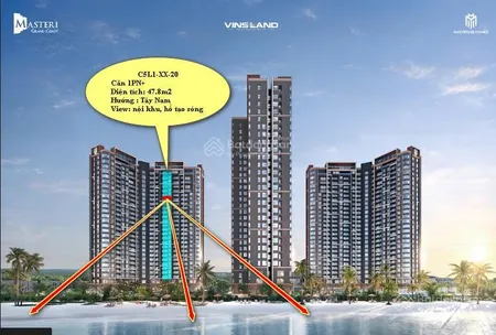 Bán 1n + đẹp nhất masteri grand coast tầng trung, view vip biển hồ tạo sóng, ân hạn 3 năm, lãi 0%