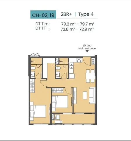 Săn ngay !! căn 2n+ 72m2 view hồ tạo sóng ahls đến 2029