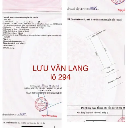 Bán cặp đất biển lưu văn lang, p. ngũ hành sơn, đà nẵng