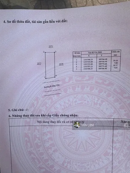 Bán lô đất đẹp tdc diên lạc dt 133.4m2 ngang 7m dài 19.55m đường rộng 13m